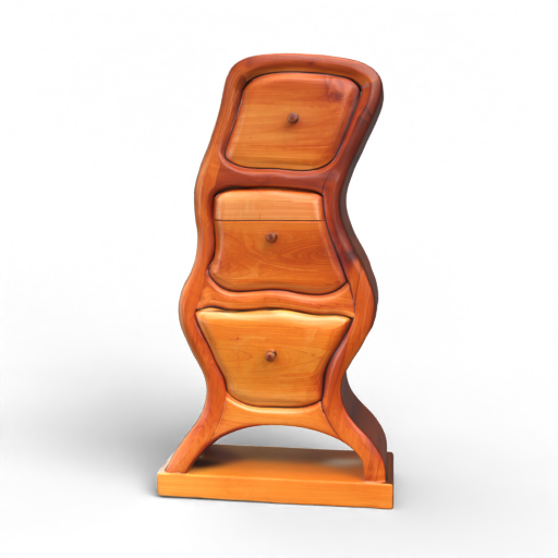 Curved Wooden Chest of Drawers 3D 모델