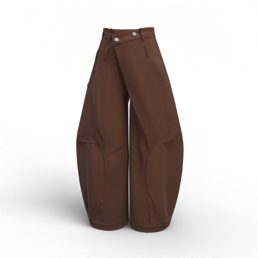 Brown Wide-Leg Trousers 3D Model