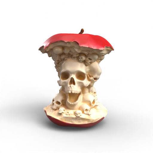 Rotten Apple Skull Faces 3D Model