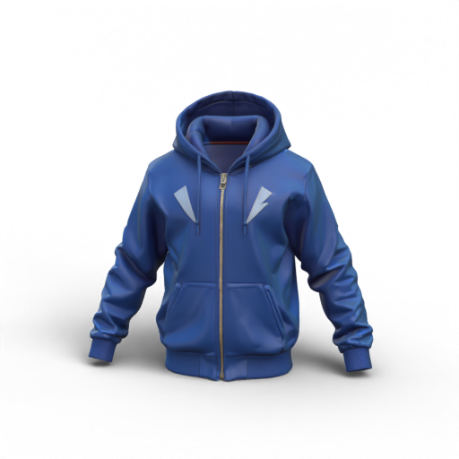 Blue Zip-Up Hoodie 3D Model