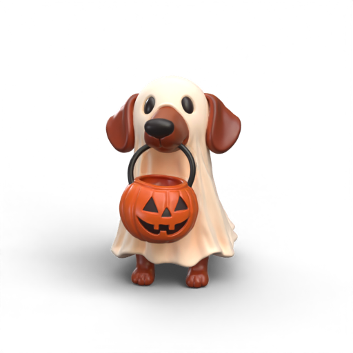 Dog in Ghost Costume 3D Model