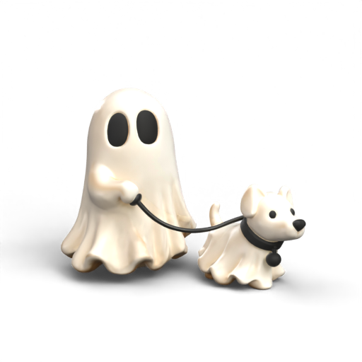 Ghost Walking with Dog 3D Model