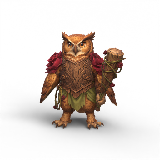 Armored Owl with Roses Warrior 3D Model