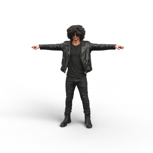 Punk Rock Singer in Leather Jacket 3D Model