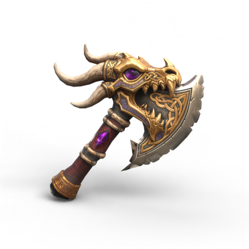 Low-poly Ornate Battle Axe 3D Model