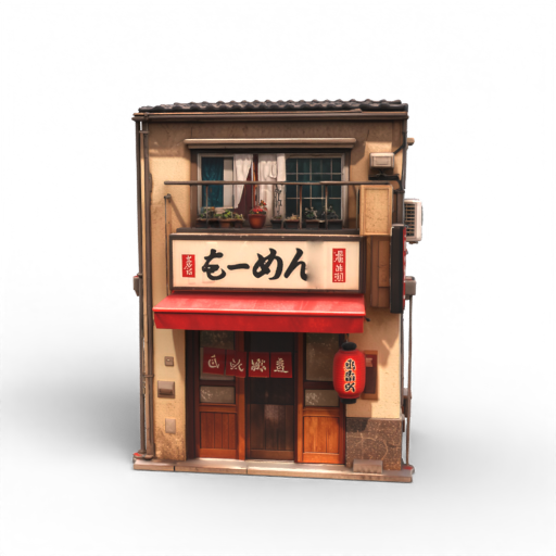 Japanese Store with Red Lantern 3D Model