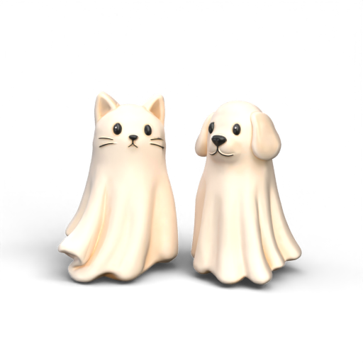 Ghost Cat and Dog 3D Model