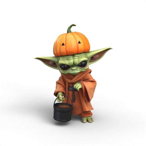 Baby Yoda with Pumpkin Hat 3D Model