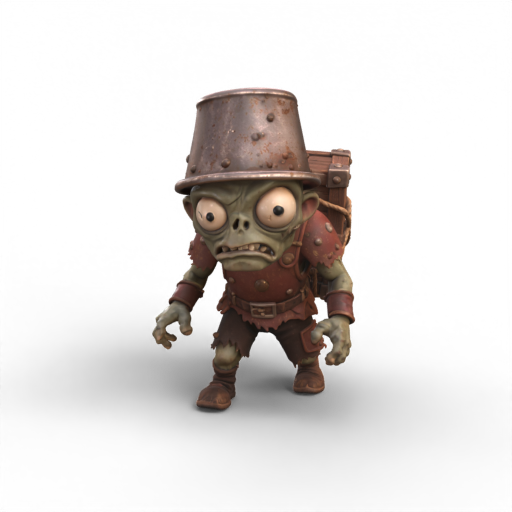 Bucket Zombie Front Right 3D Model